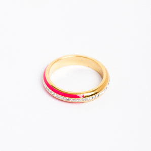 Anillo esmaltado zirconia fucsia